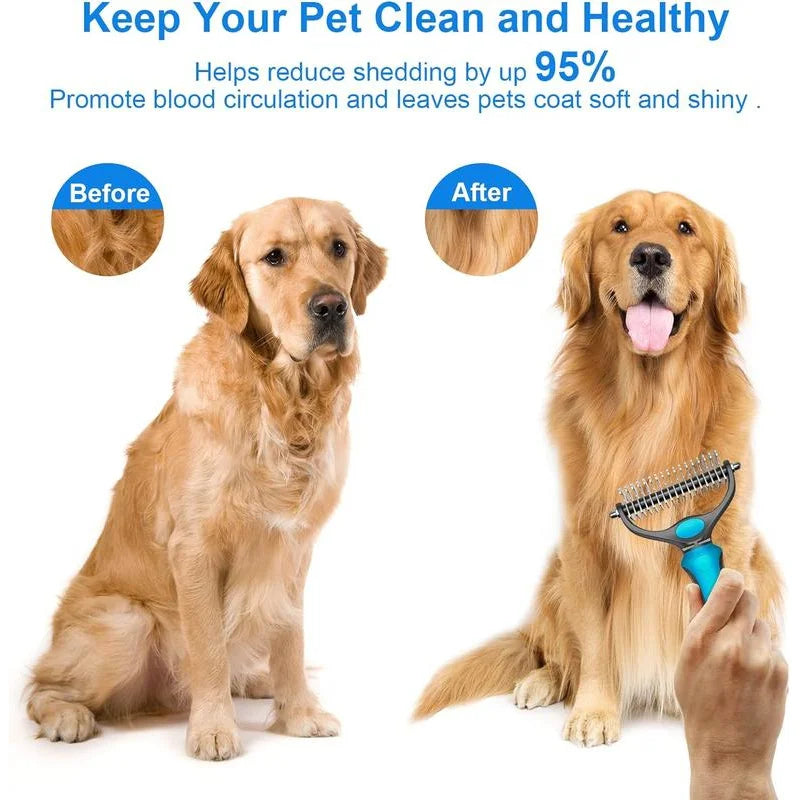 Two In One Stainless Deshedding Brush For Dogs And Cats
