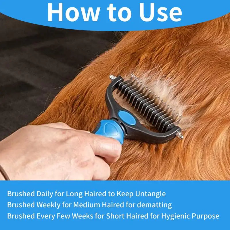 Two In One Stainless Deshedding Brush For Dogs And Cats