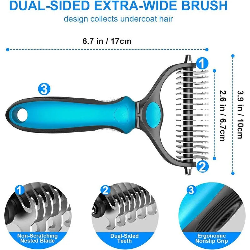 Two In One Stainless Deshedding Brush For Dogs And Cats