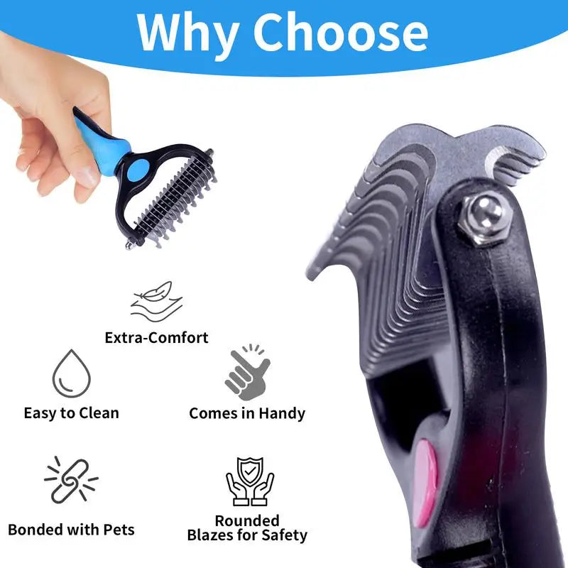 Two In One Stainless Deshedding Brush For Dogs And Cats