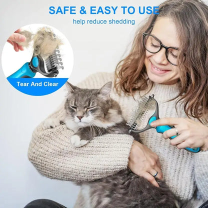 Two In One Stainless Deshedding Brush For Dogs And Cats