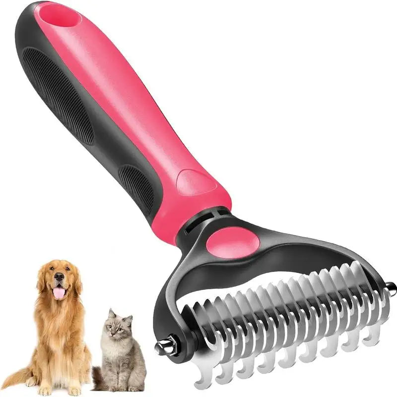 Two In One Stainless Deshedding Brush For Dogs And Cats
